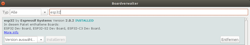 Boardmanager 2.0.2 ESP32