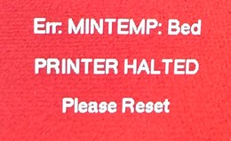 Err: MINTEMP: Bed